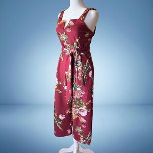 Xhilaration Burgundy Floral Midi Dress